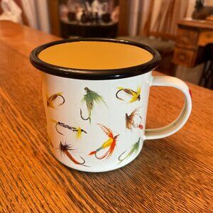 Gentlemen's Hardware Fishing Fly Themed Enamel Coffee Cup Mug